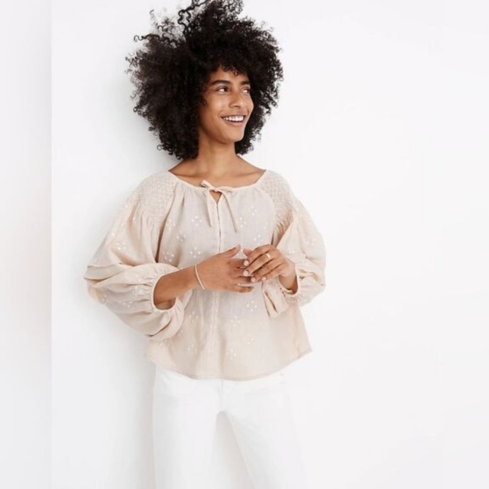 Innika Choo WHITE Spot Smock Top Oliver Daily Ramie Size 1